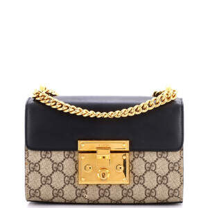 Gucci Small Padlock Shoulder Bag GG Coated Canvas and Leather
